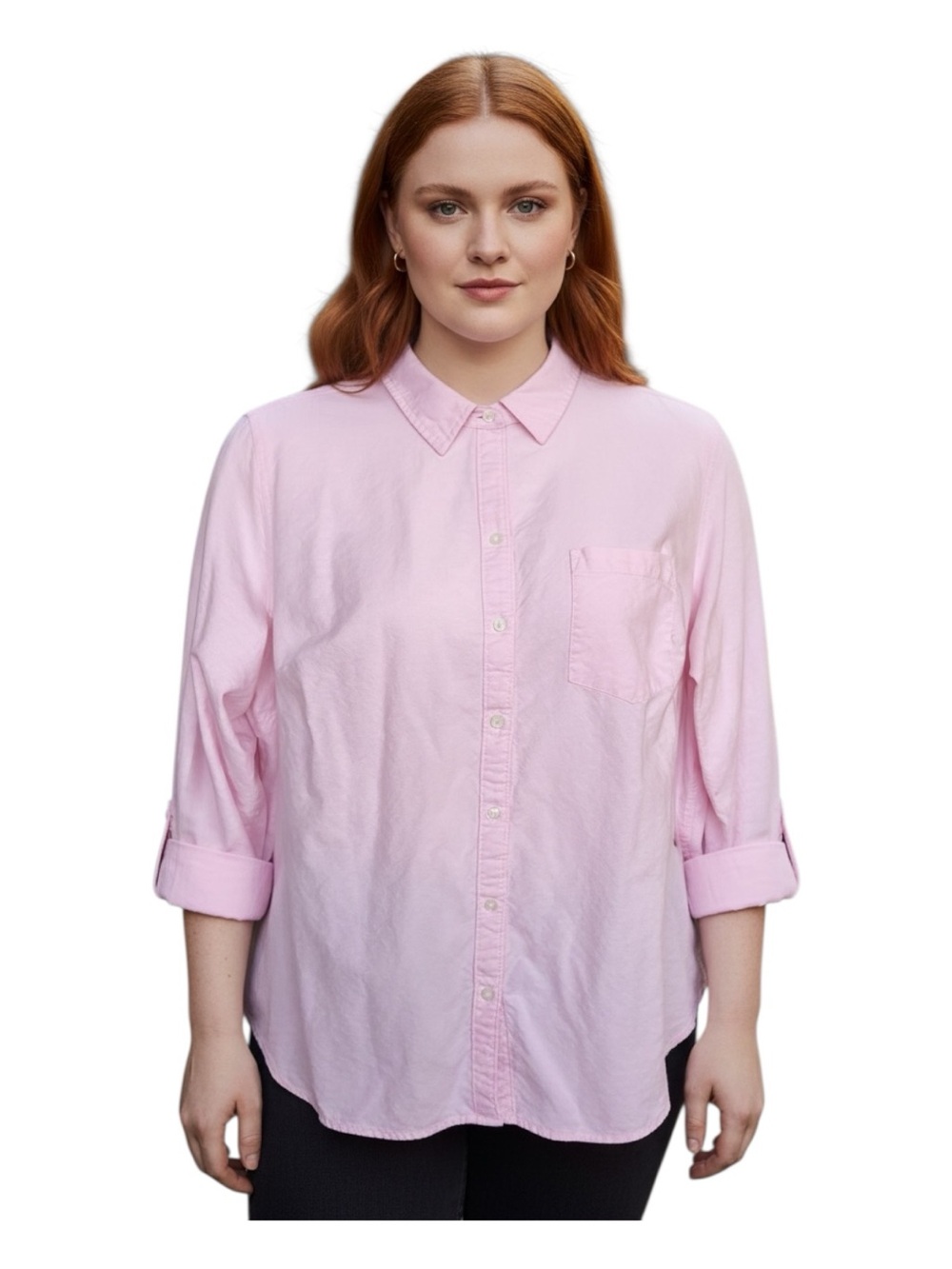 croft & barrow Plus Size 2X Light Pink Button-Down Shirt